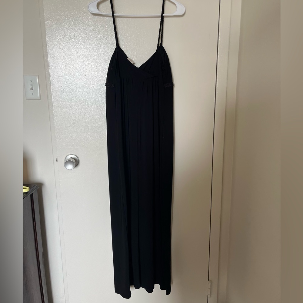 Black maxi dress with braided detailing